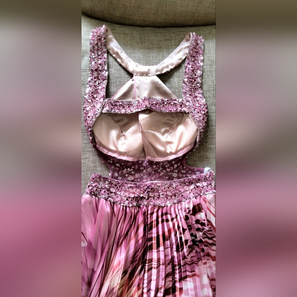 Women's Pink Formal, Prom of Cocktai Dress with Sequins, Stones & Embellishments - Picture 14 of 16